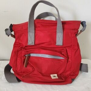 Ori London Red Backpack 11" x 10" Red Gray Nylon Full Zip